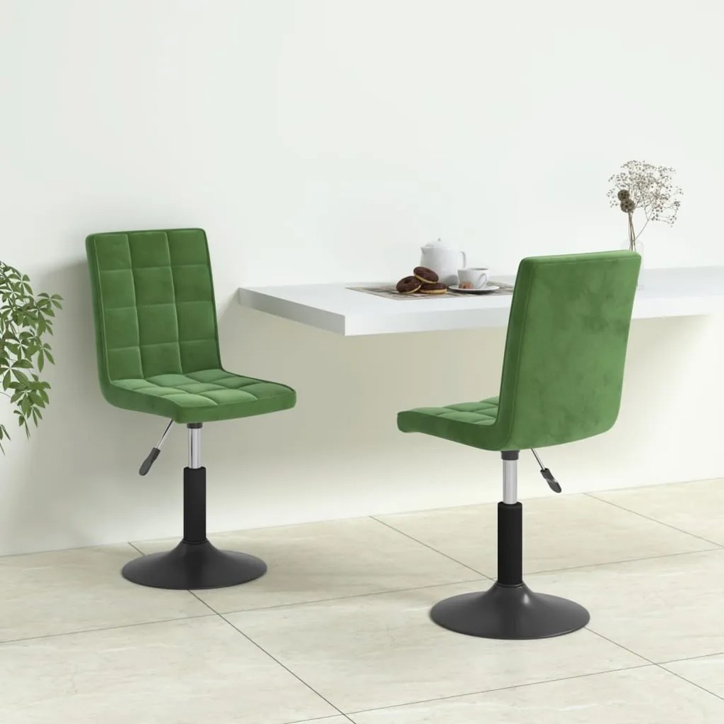 Sedie Da Pranzo Girevoli 2 Pz Verde Scuro İn Velluto /
