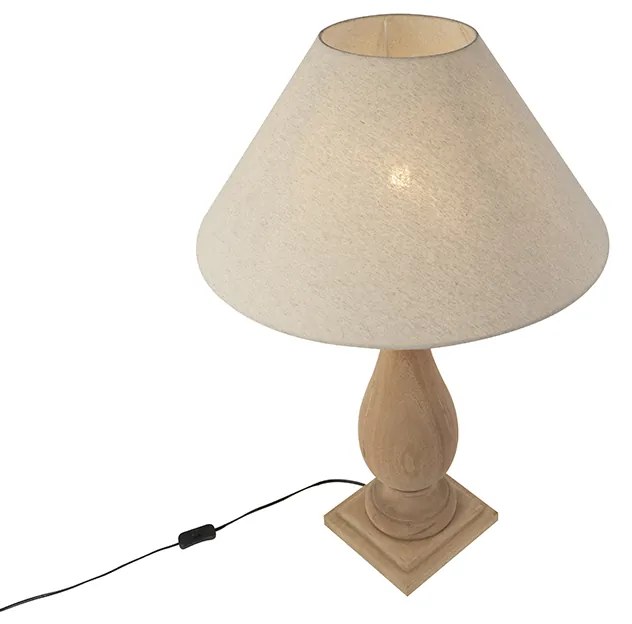 Lampada da tavolo rustica con paralume in lino beige 55 cm - Burdock