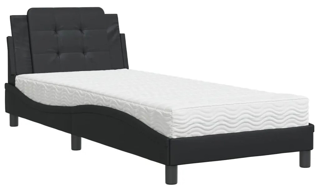 Letto con materasso nero 90x190 cm in similpelle