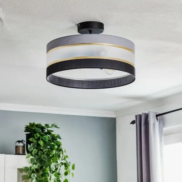 Lampadario a sospensione con supporto rigido HELEN 3xE27/15W/230V nero/grigio/oro