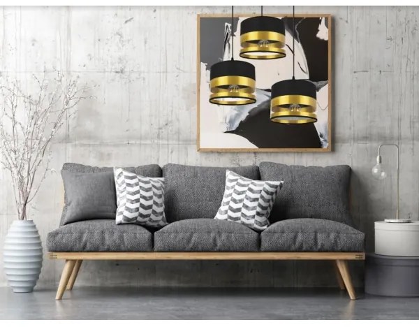 Lampadario su filo MILO 3xE27/60W/230V dorato/nero