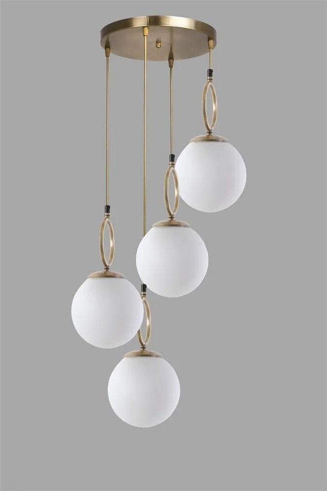 Lampadario bianco/color ottone con paralume in vetro ø 30 cm Morino – Opviq lights