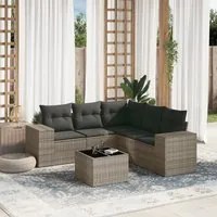 Set Divano da Giardino 6 pz con Cuscini Grigio in Polyrattancod mxl 112443