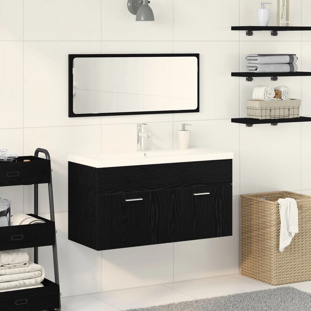 Set di mobili per bagno set da 2 rovere nero