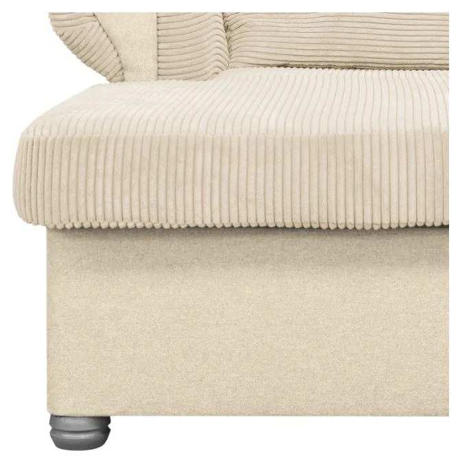 Chaise longue beige con rivestimento in velluto a coste Lord – Ropez