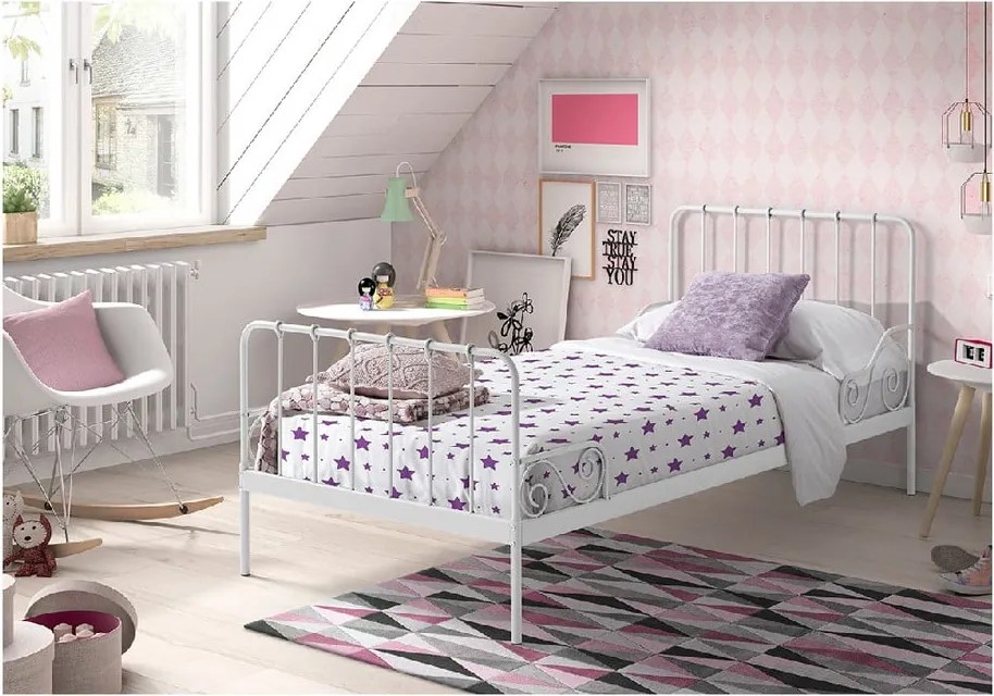 Letto per bambini in metallo bianco , 90 x 200 cm Alice - Vipack