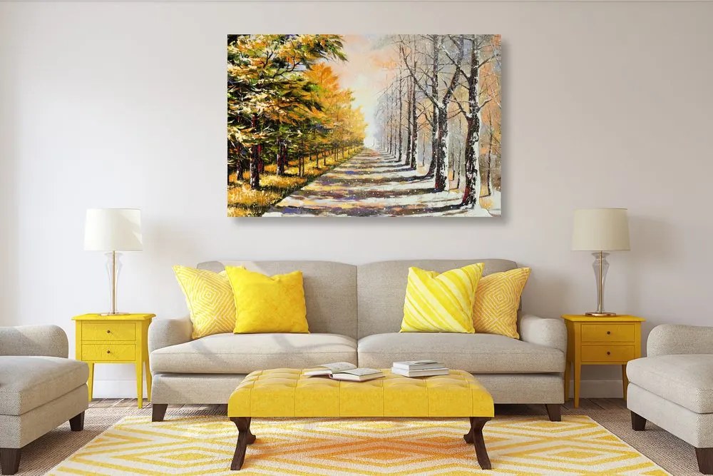 Quadro su tela – Viale alberato autunnale