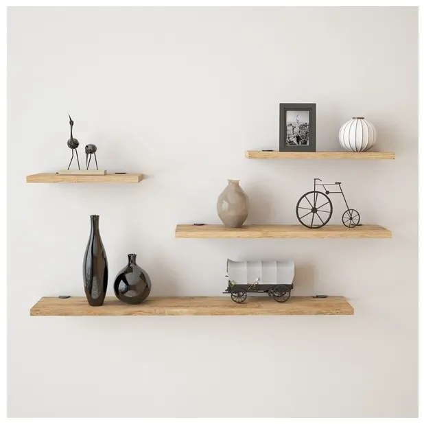 Set 4 Mensole A Parete Effetto Legno Rovere Spessore 18 mm Flying