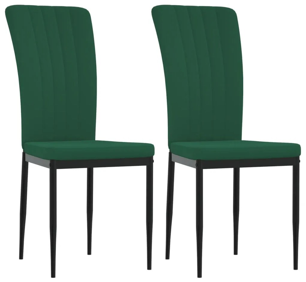 Sedie da pranzo 2 pz verde scuro in velluto