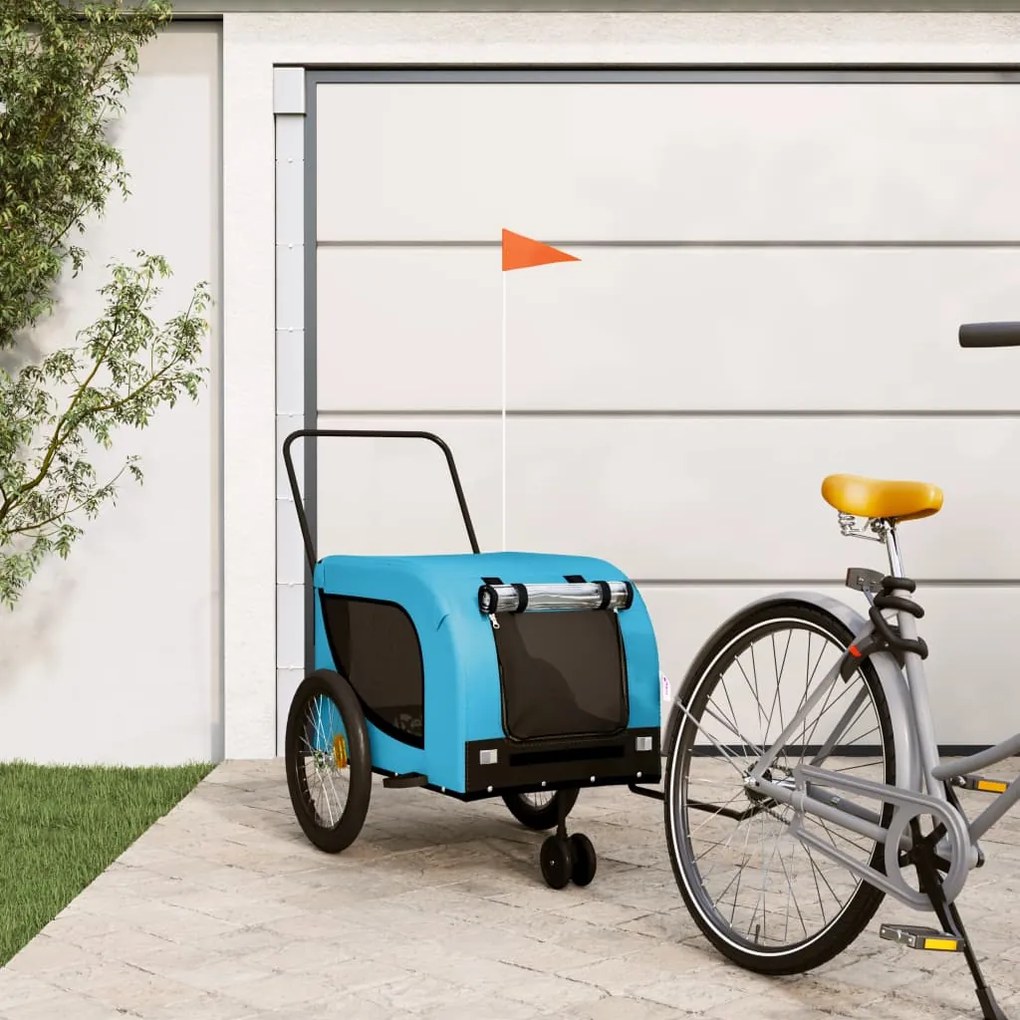 Rimorchio Da Bici Per Animali Blu E Nero Oxford E Ferro /