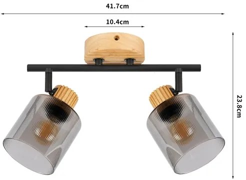 Brilagi - Faretto HYGGE 2xE14/15W/230V legno/fumé