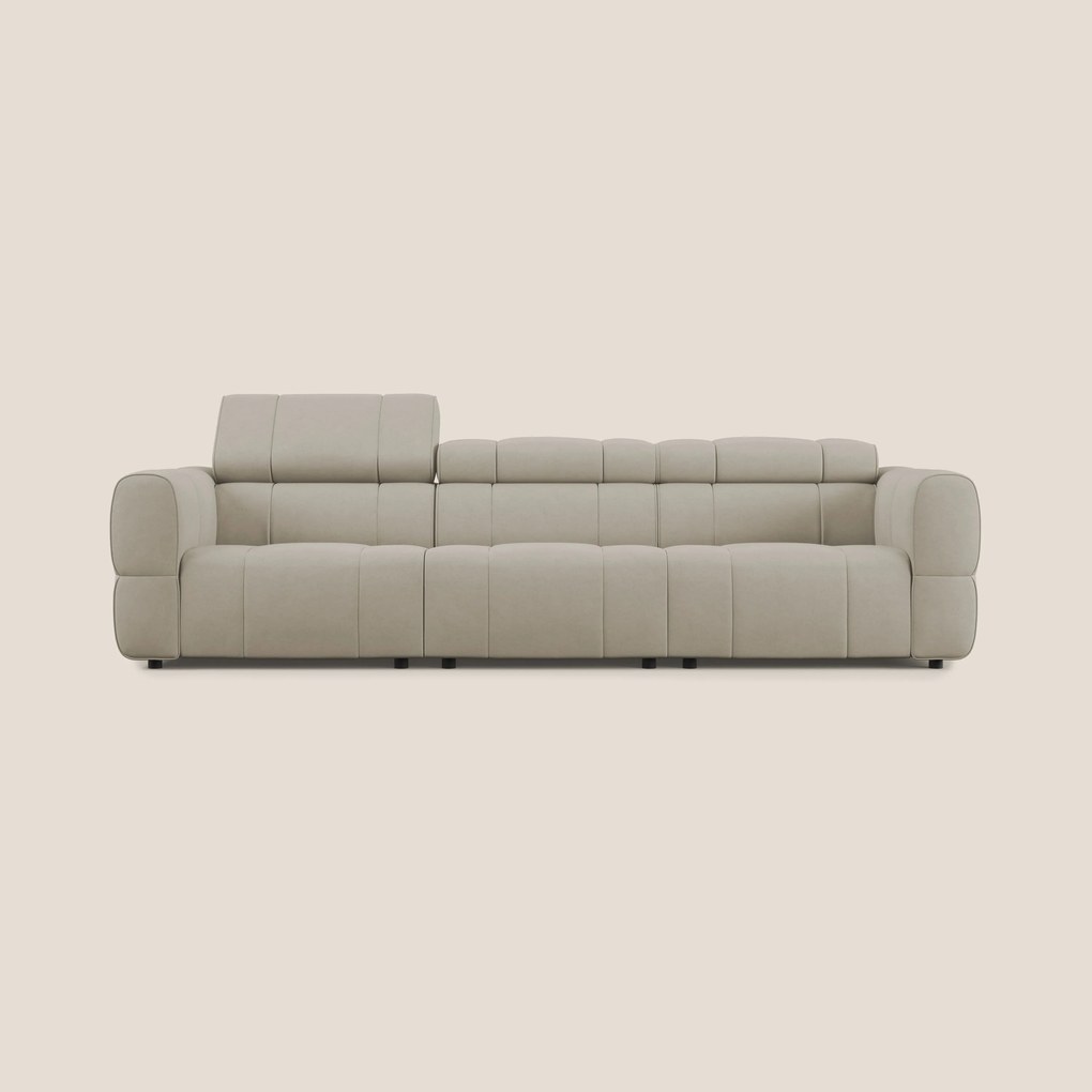 Giotto Divano modulare a 3 sedute con opzione relax elettrico in microfibra effetto velluto impermeabile T09