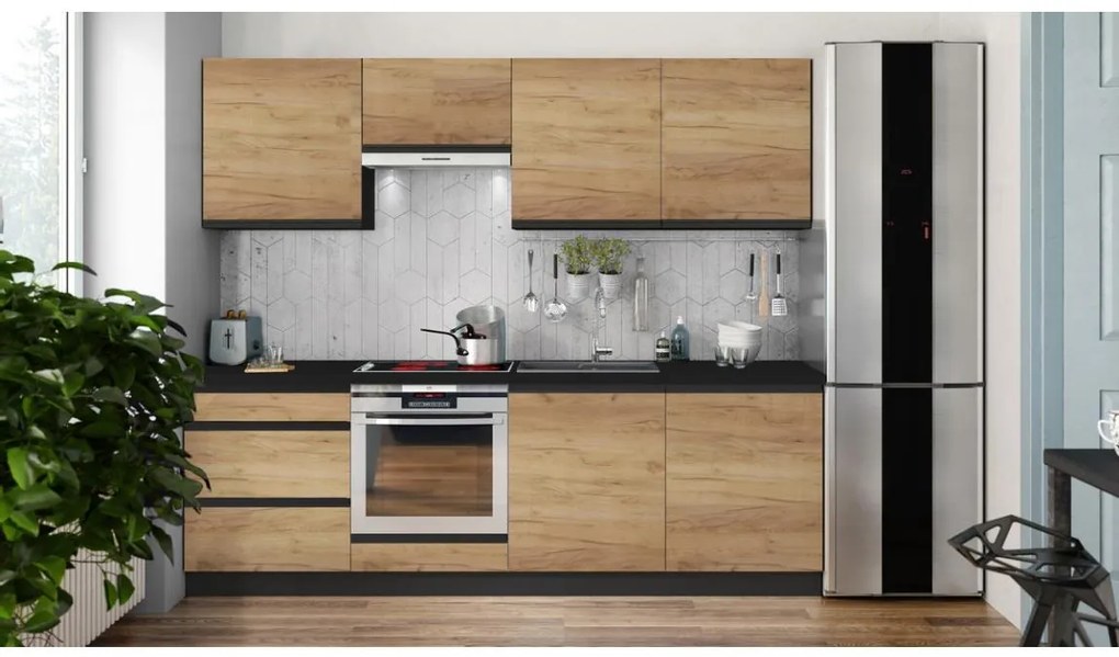 Cucina componibile MARINA 240 cm, rovere craft