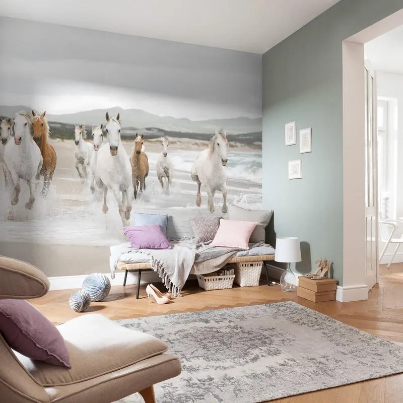 Fotomurale KOMAR White horses, Multicolore 368X254 cm