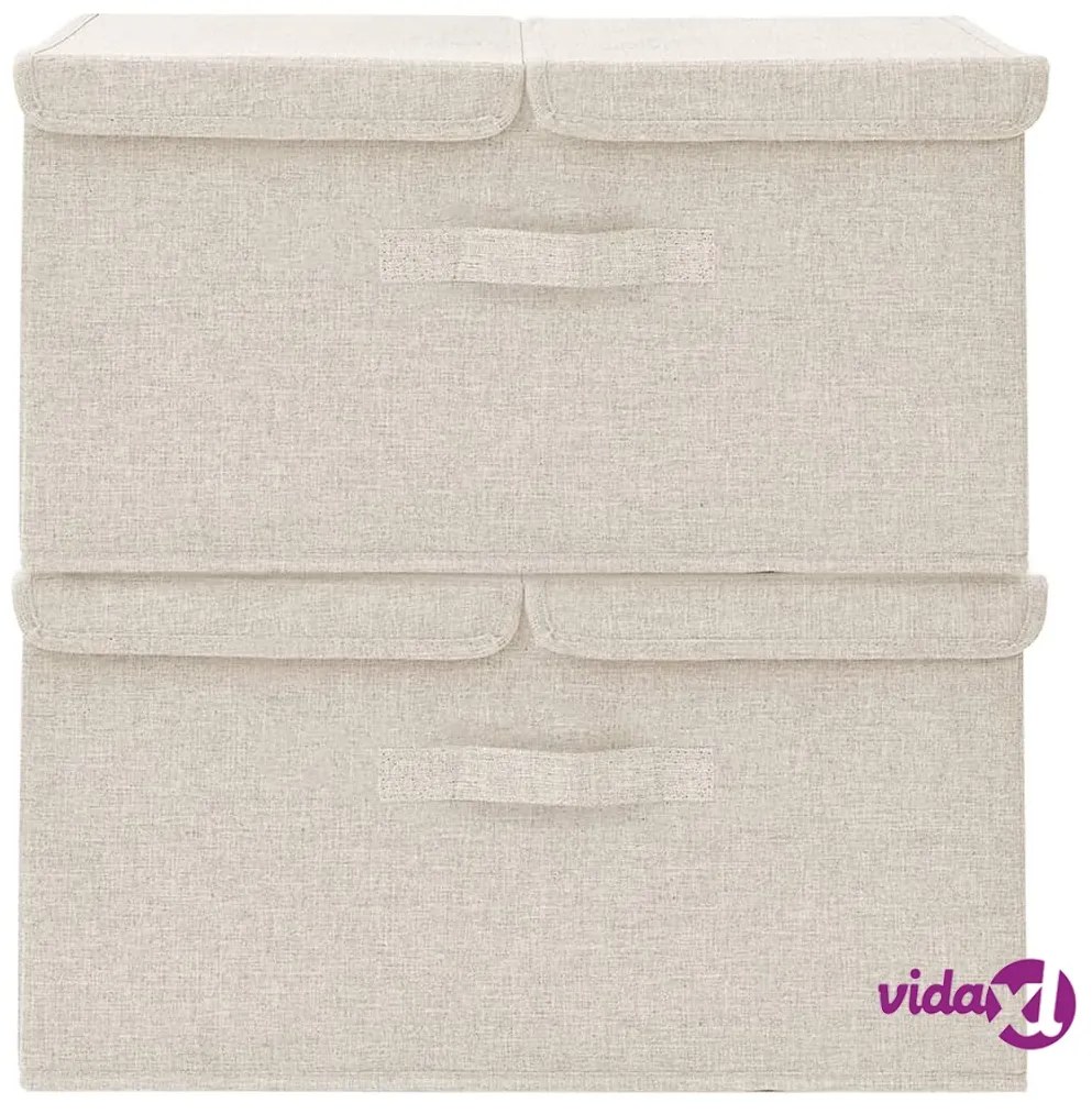vidaXL Scatole Portaoggetti 2pz in Tessuto 50x30x25 cm Crema