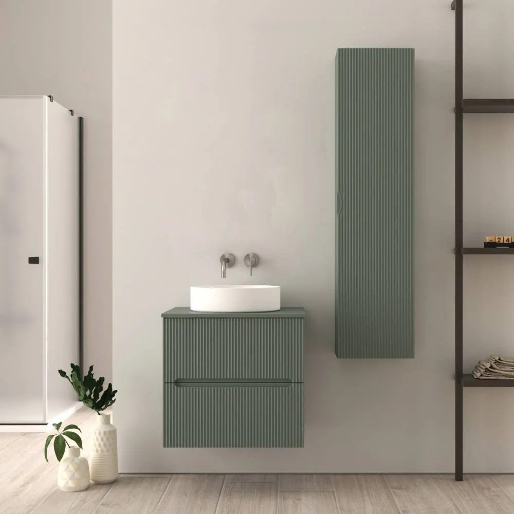 Mobile da bagno verde opaco 60 cm cannettato Palermo