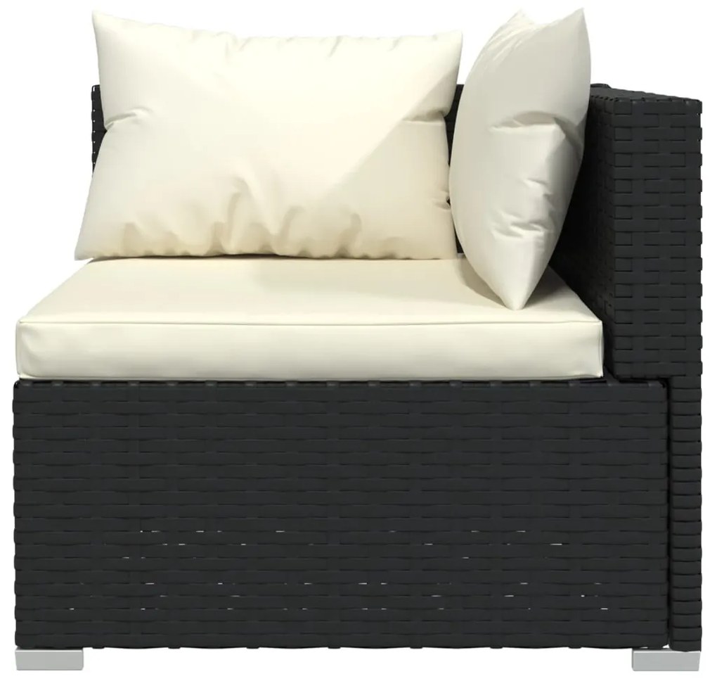 Set divani da giardino 6 pz con cuscini in polyrattan nero