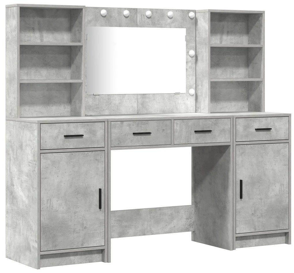 Set di toeletta 3 pezzi grigio cemento legno ingegnerizzato