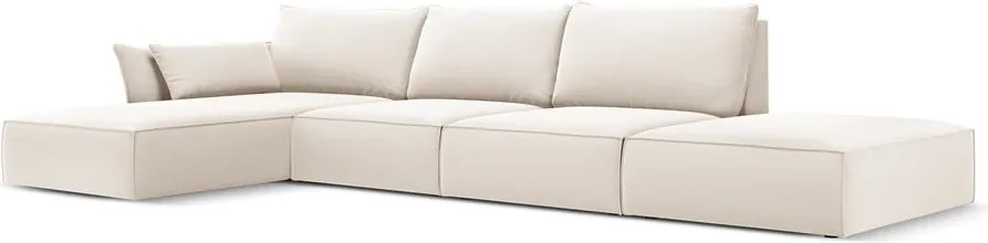 Divano angolare beige (con penisola a sinistra/con chaise lounge) con rivestimento in velluto Vanda – Mazzini Sofas