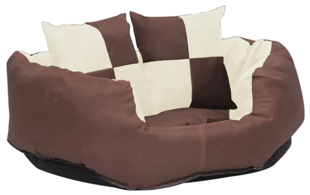 Cuscino per Cani Reversibile Lavabile Marrone Crema 65x50x20 cm