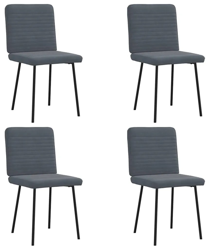 Sedie Da Pranzo 4 Pz Grigio Scuro İn Velluto /