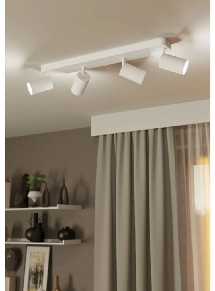 Spot Moderno Telimbela Z In Acciaio Bianco 4 Luci Gu10 4,9W Ip20