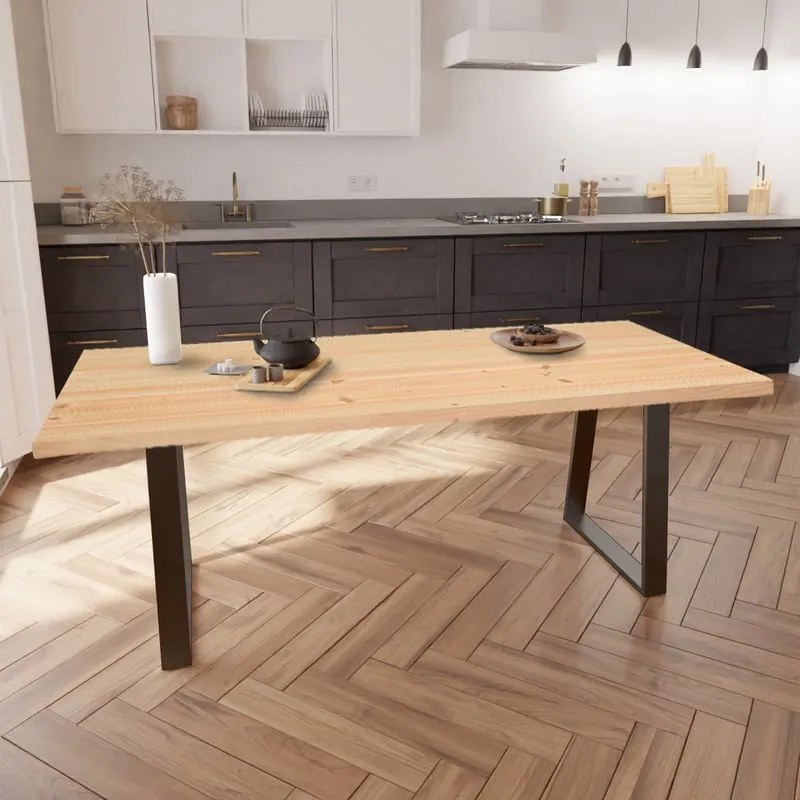 Tavolo da pranzo fisso Trapezio in legno lamellare grezzo di abete di douglas naturale per 6 persone L 150 x L 90 X H 74 cm