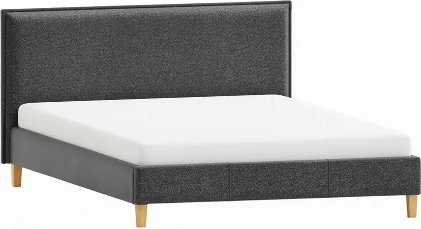 Letto matrimoniale imbottito grigio scuro con griglia 160x200 cm Tina - Ropez