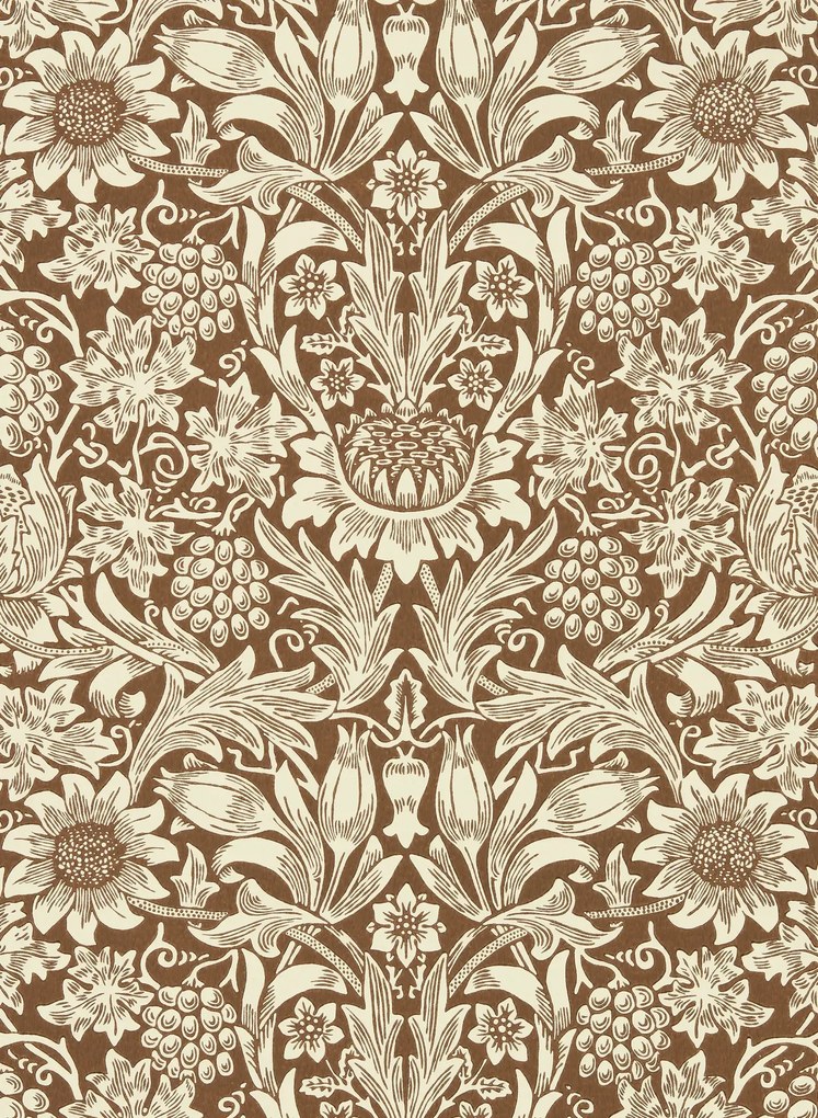 Morris & Co Carta da parati Sunflower - Chocolate/ Cream