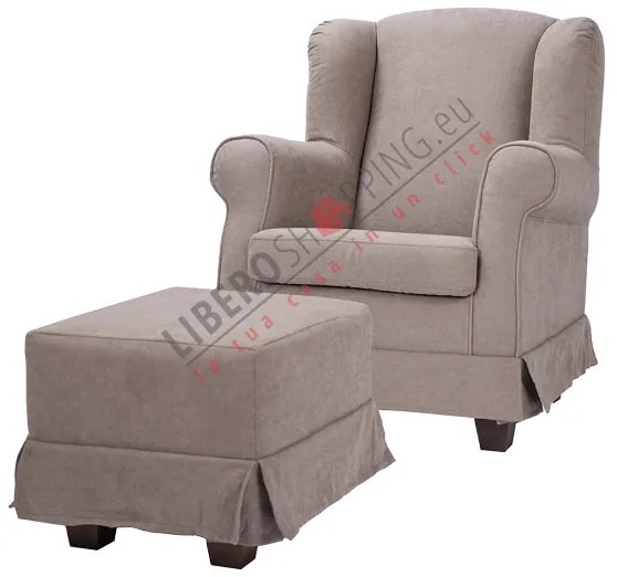 Poltrona imbottita in tessuto sfoderabile BERGERE TORTORA con pouf