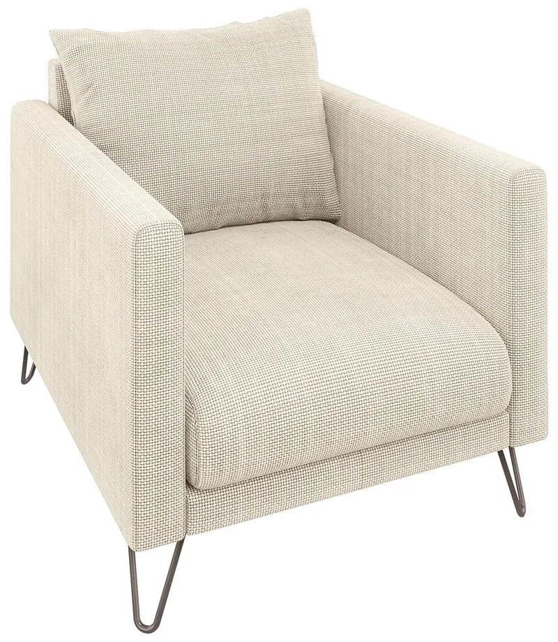 Poltrona color crema con rivestimento in ciniglia Freya – Ropez