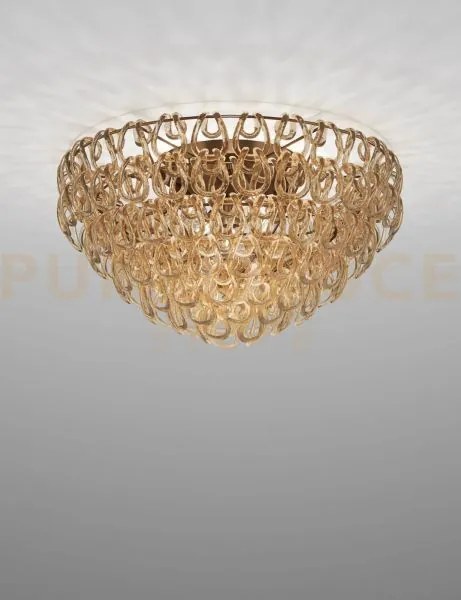 Giogali lampadadario a soffitto 80 cristallo ambra e bronzo opaco 5...