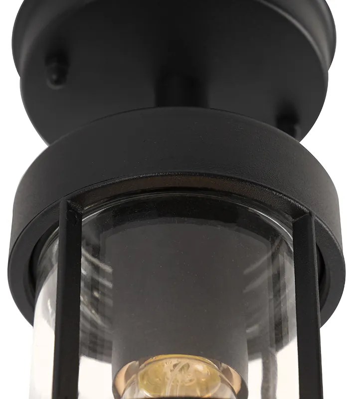 Lampada da soffitto per esterni in stile rustico nera con vetro IP44 - Elza