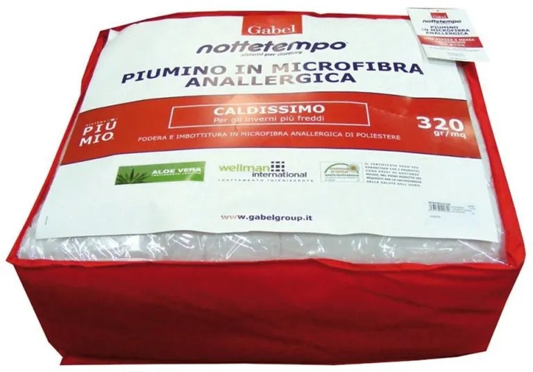 Piumino Una Piazza e Mezza  Microfibra Anallergica 320 GR/MQ NOTTETEMPO GABEL  Colore Bianco, Dimensioni e Misure Piazza e Mezzo