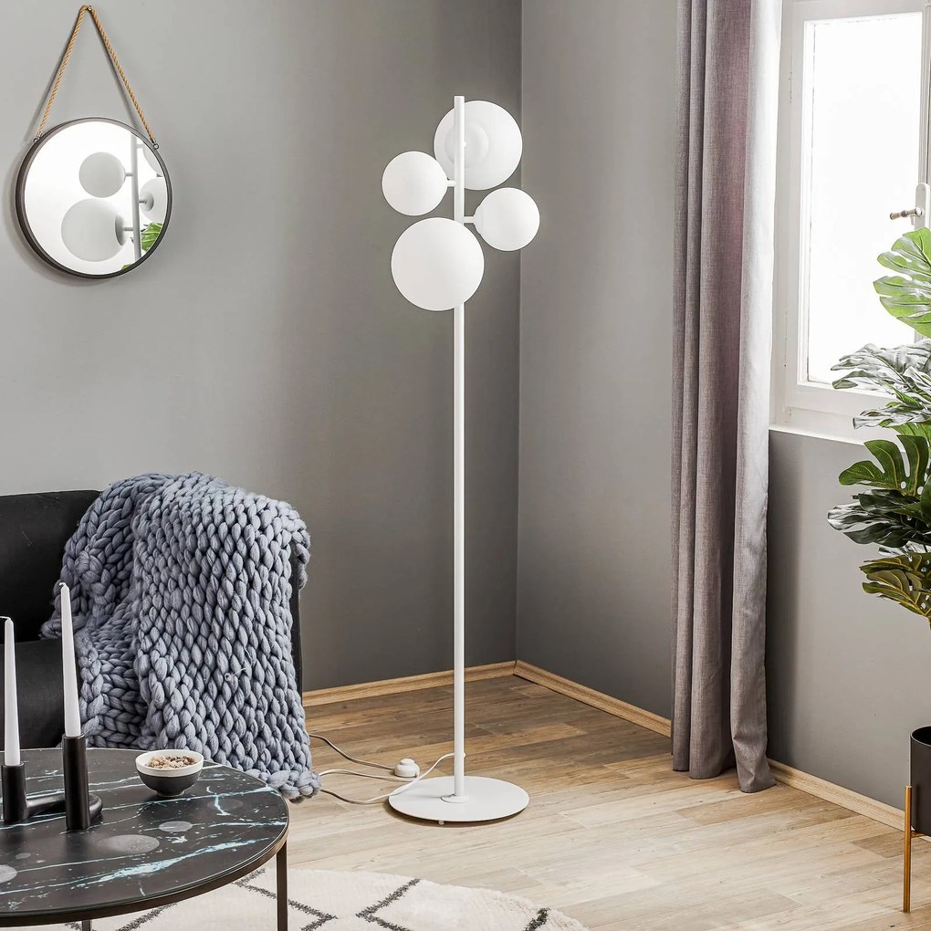ALDEX Piantana Dione, 4 luci, bianco