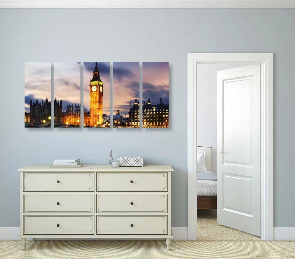Quadri 5 pezzi – Big Ben notturno a Londra