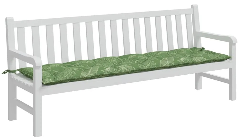 Cuscino Panca da Giardino Motivo a Foglie 200x50x7 cm Tessuto