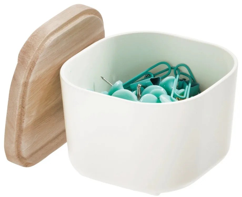 Scatola bianca con coperchio in legno di paulownia , 9 x 9 cm Eco - iDesign