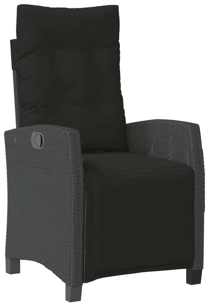 Set da pranzo da giardino 5 pz nero con cuscini in polyrattan