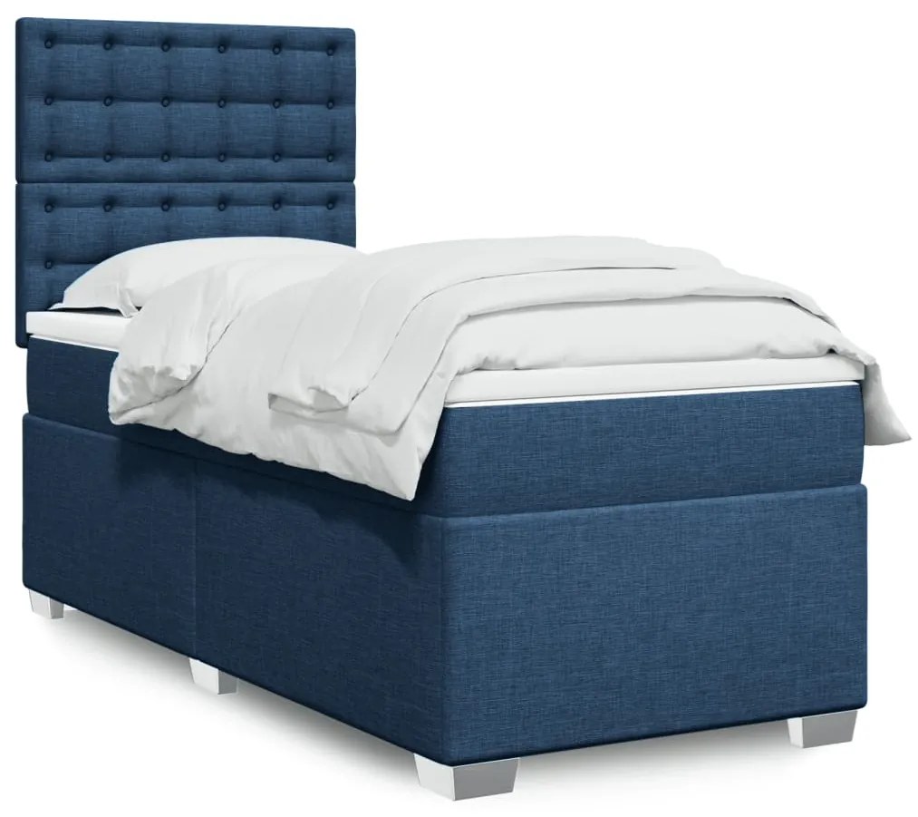 Giroletto A Molle Con Materasso Blu 90x190 Cm İn Tessuto /