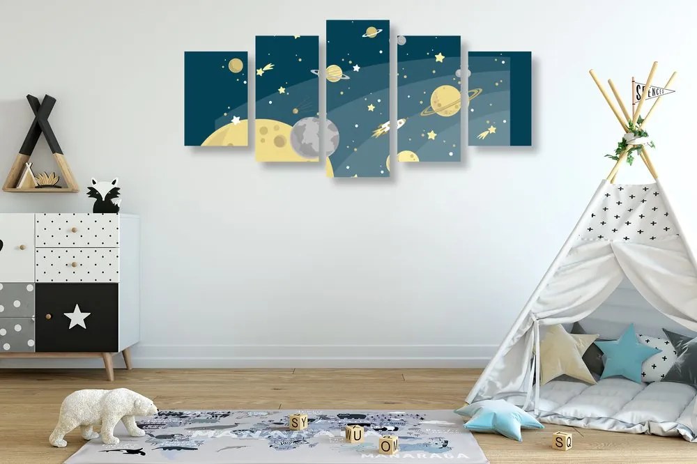Quadri 5 pezzi – Straordinario viaggio nello spazio