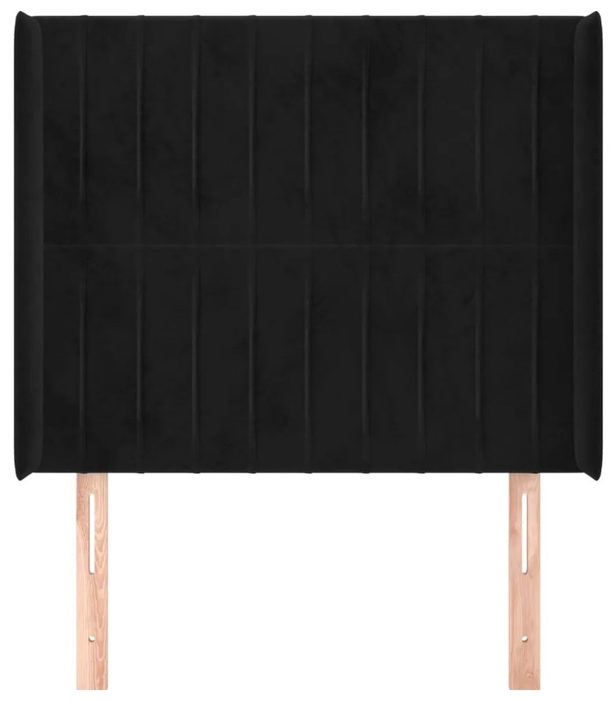 Testiera ad orecchio nera 93x16x118/128 cm in velluto