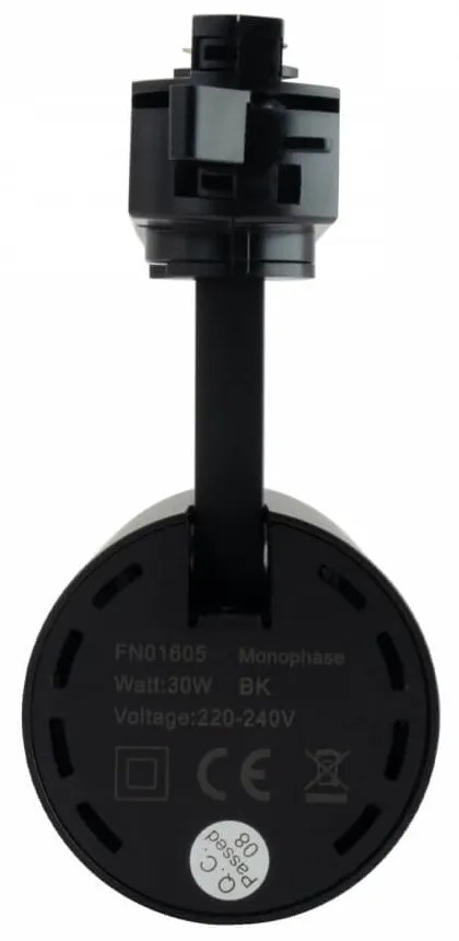 Faro LED 30W Monofase Nero, 38°/60°, 130lm/W, CRI92, no Flickering Colore Bianco Naturale 4.000K