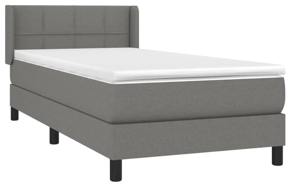 Giroletto a molle con materasso grigio scuro 90x190 cm tessuto