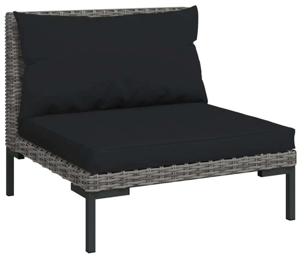 Set Divani da Giardino 9 pz con Cuscini Polyrattan Grigio Scuro