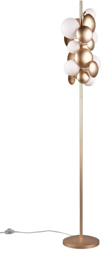 Lampada da terra con paralume in vetro in oro e bianco (altezza 155 cm) Bubble - Trio Select