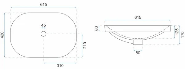 REA-U8700 - Lavabo da appoggio ARLETA 42x61,5 cm ceramica/bianco lucido