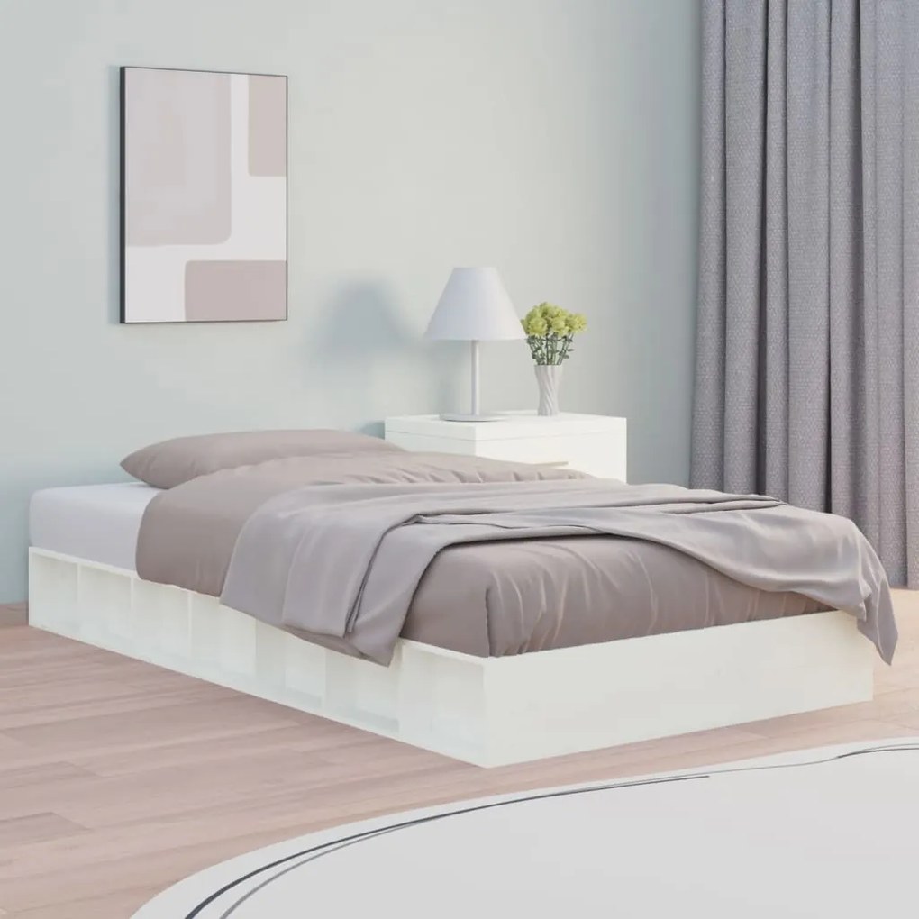 Giroletto Bianco 75x190 Cm Small Single İn Legno Massello /