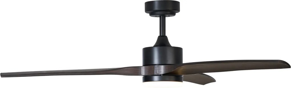 Ventilatore da soffitto smart nero con stampa legno 132cm incl. LED dimmerabile con telecomando - Joly