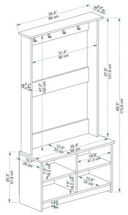 Mobile Ingresso 90 Cm Con Appendiabiti Panca E Vani A Giorno Carmela Rovere E Antracite